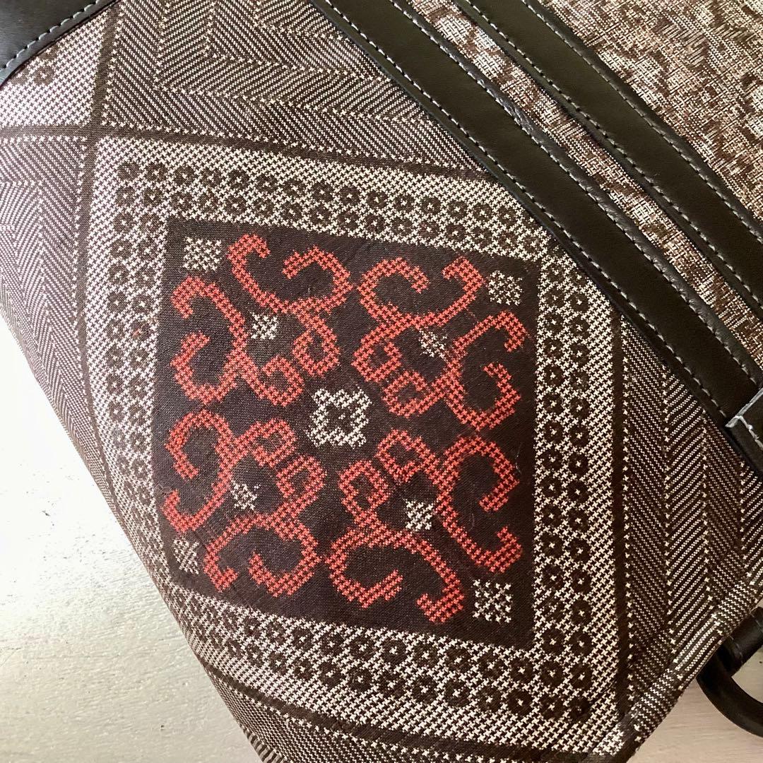 龍郷 大島紬×本革 着物リメイク トートバッグ 和装バッグ ハンドメイド A4