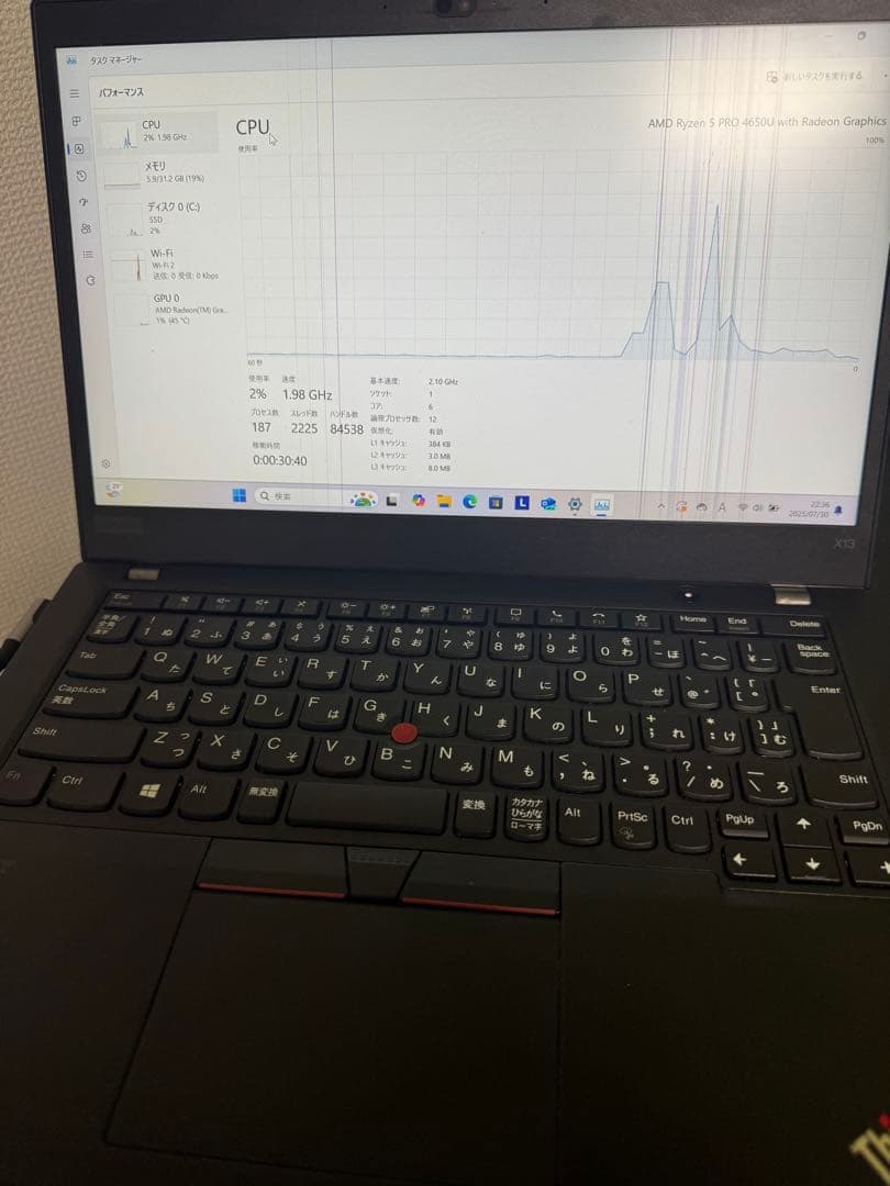 Windowsノート本体 ThinkPad X13 32GB 256GB