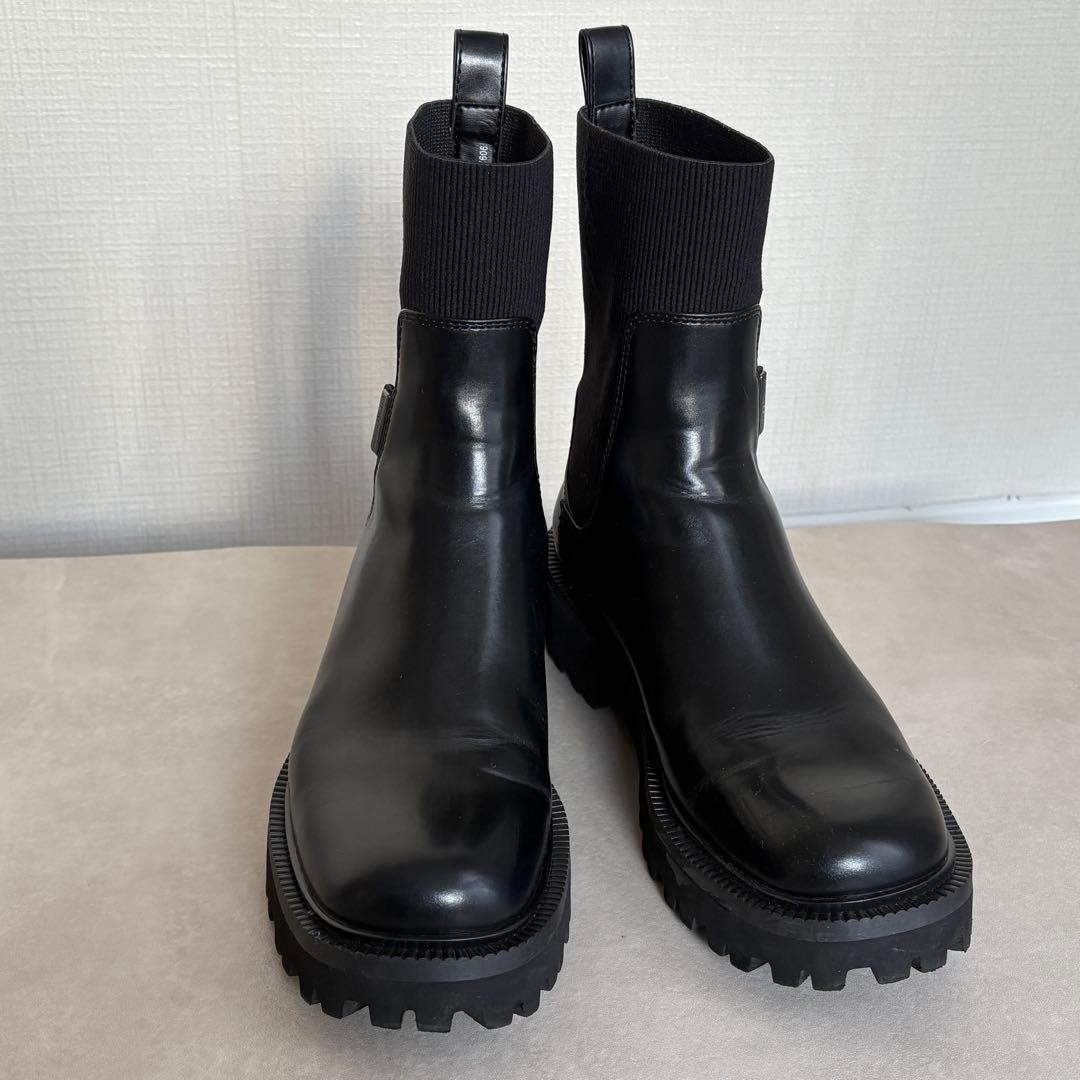 CHARLES&KEITHニットソックス リッジッドソールチェルシーブーツ 38