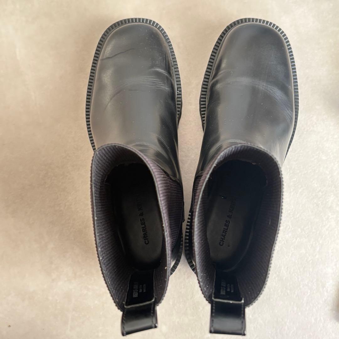 CHARLES&KEITHニットソックス リッジッドソールチェルシーブーツ 38