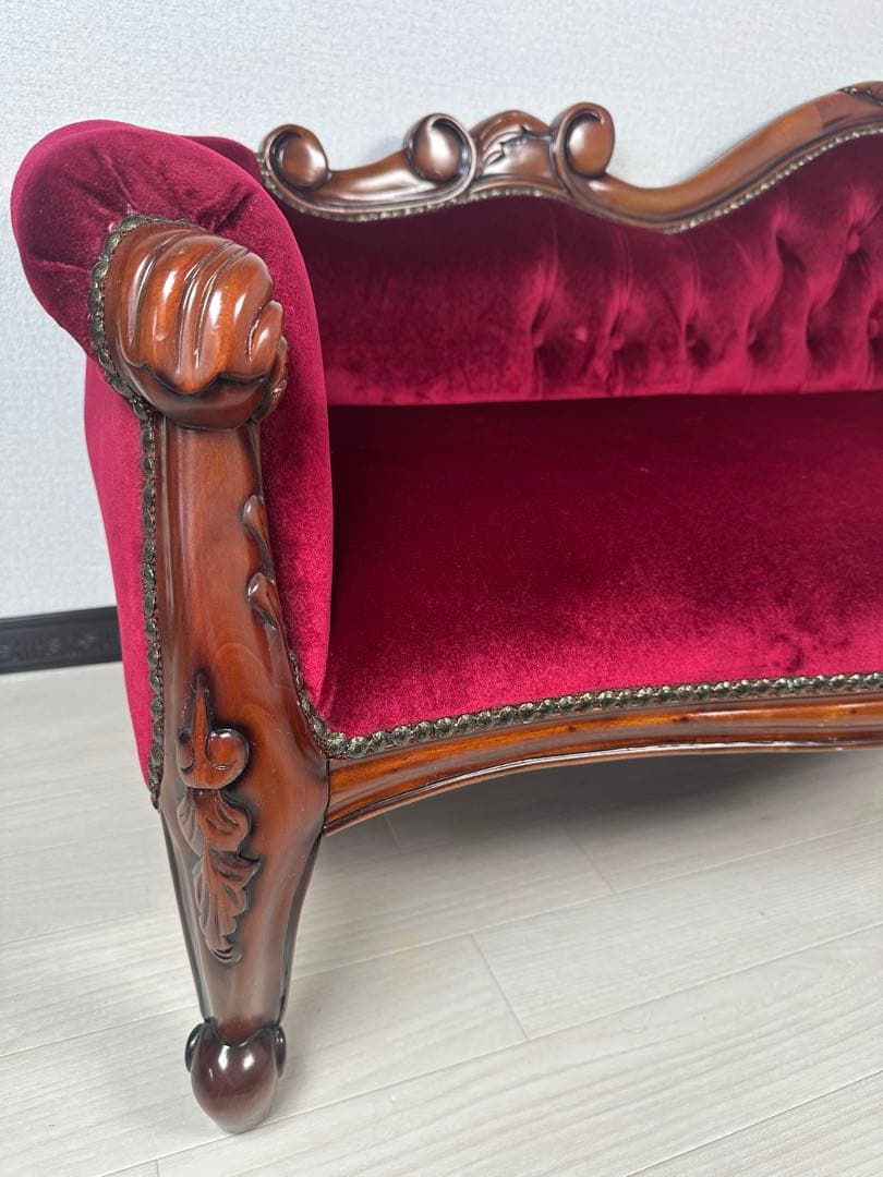 アンティーク調 ベンチソファ 猫足 ロココ調 クラシカル カウチソファ ※i1※