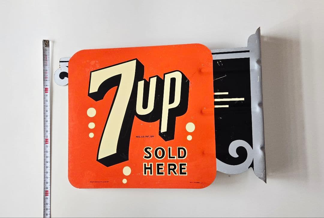 7UP セブンアップ　ブリキ看板　USA製　ディスプレイ　ビンテージ　レア　希少