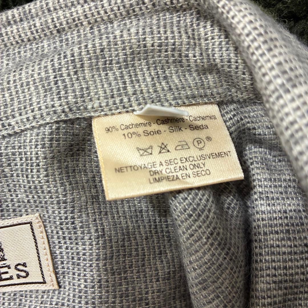 美品 HERMES エルメス セリエボタン カシミヤ×シルク ボタンダウンシャツ
