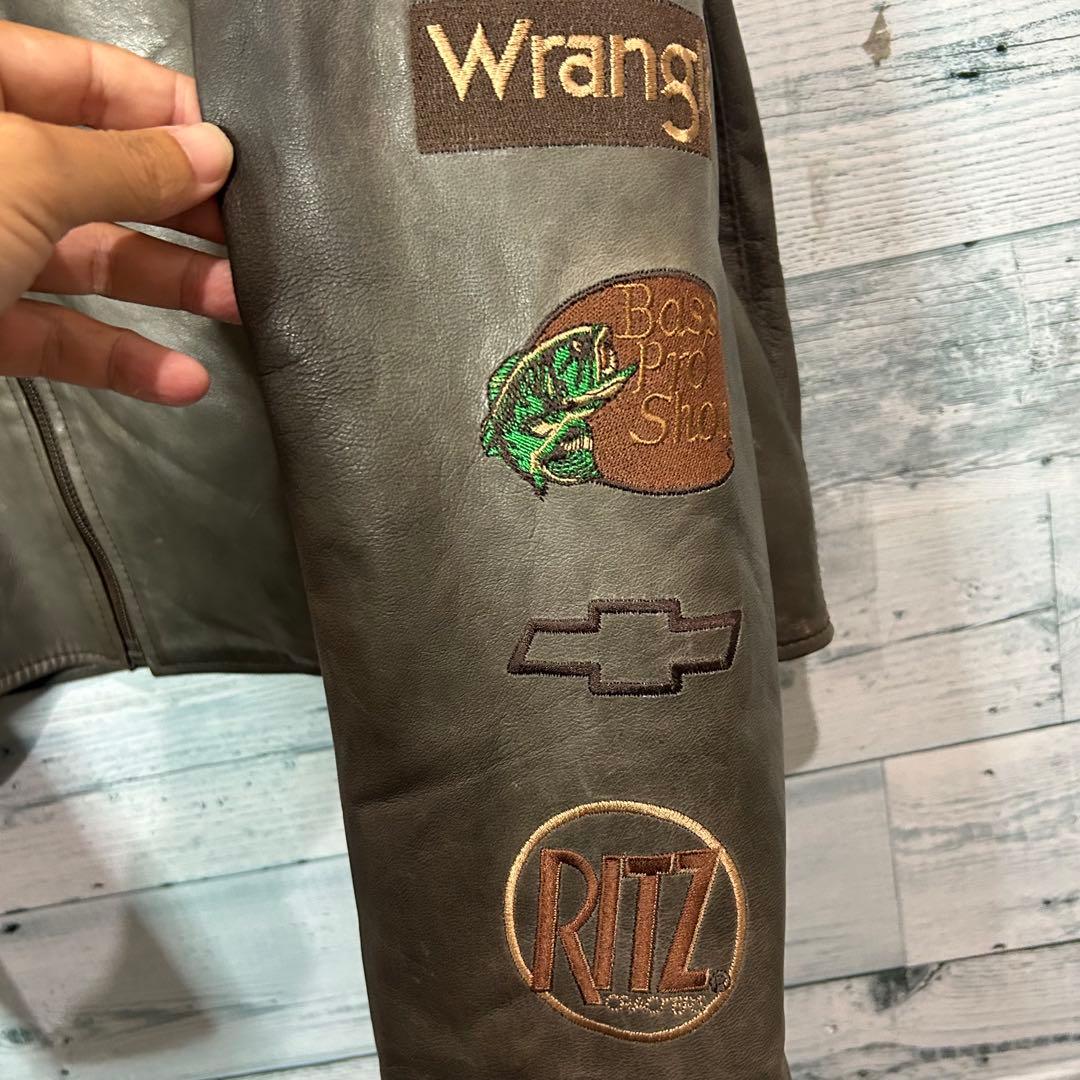 【豪華刺繍】NASCAR レザー シングルライダースジャケット 両面刺繍