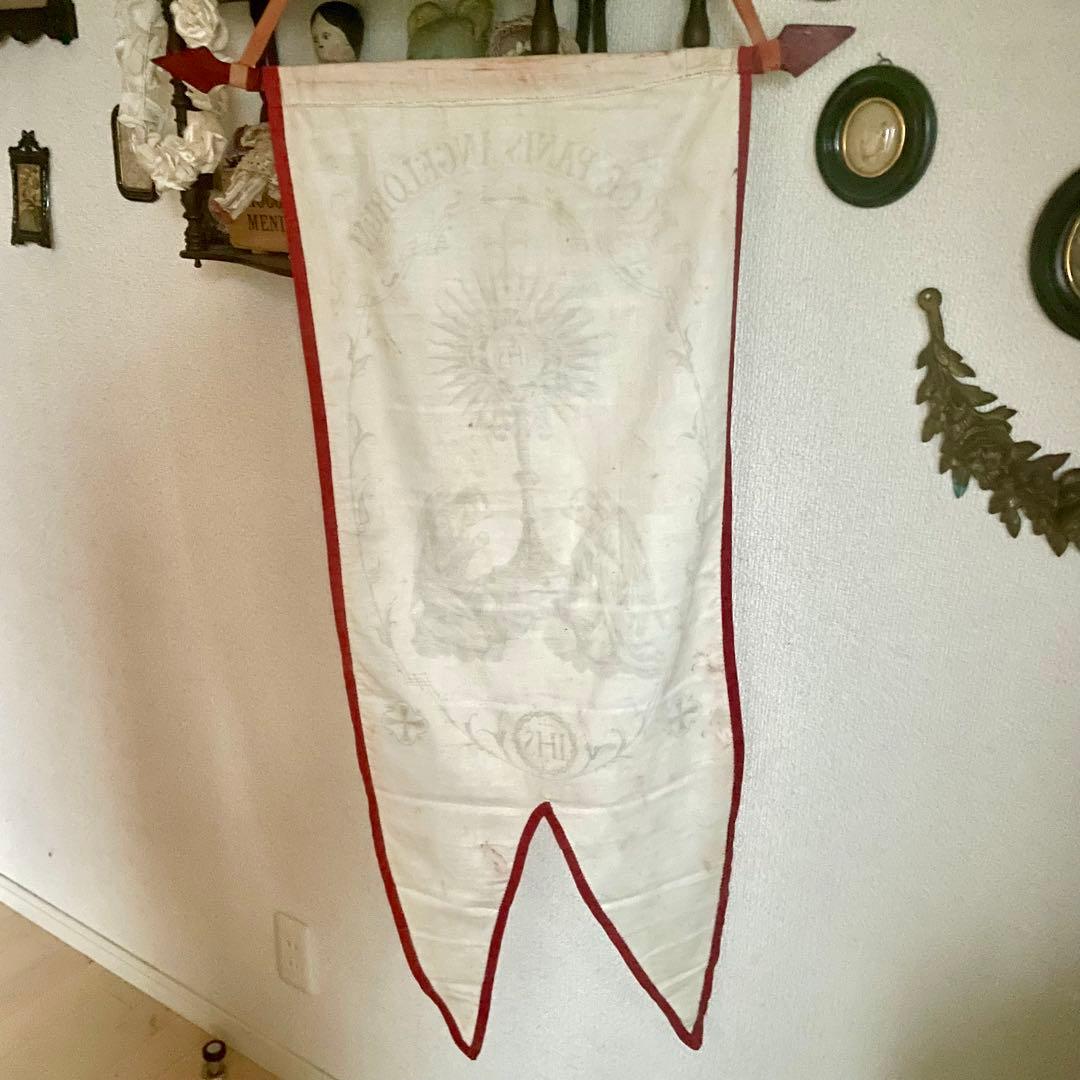 【希少】教会用バナー　天使　エンジェル　旗　19世紀　フランスアンティーク