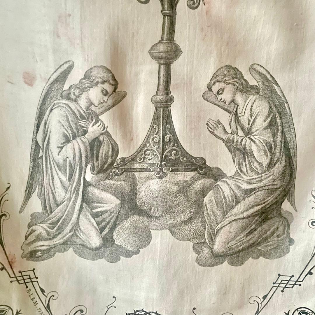 【希少】教会用バナー　天使　エンジェル　旗　19世紀　フランスアンティーク