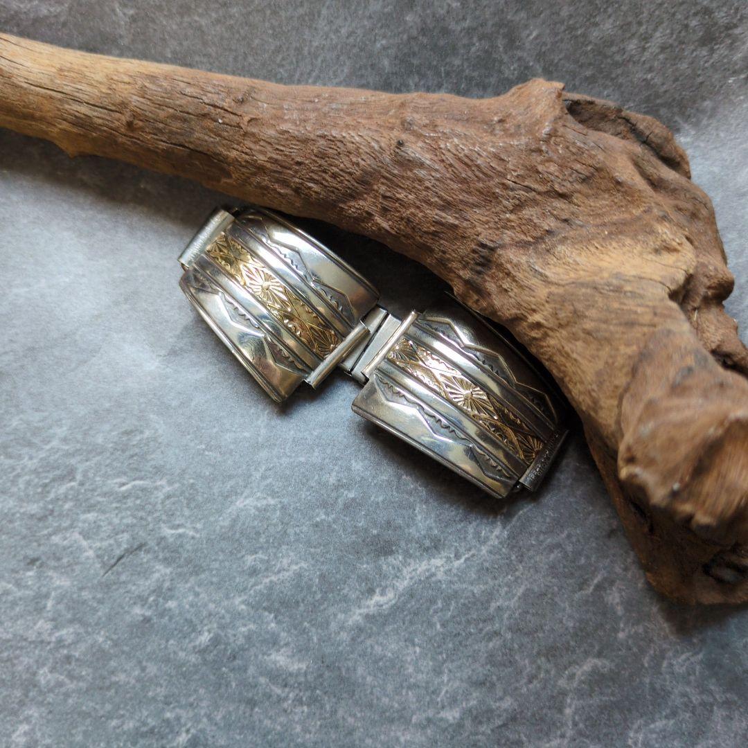 インディアンジュエリー　Gary reevesウォッチバンド　14K ナバホ