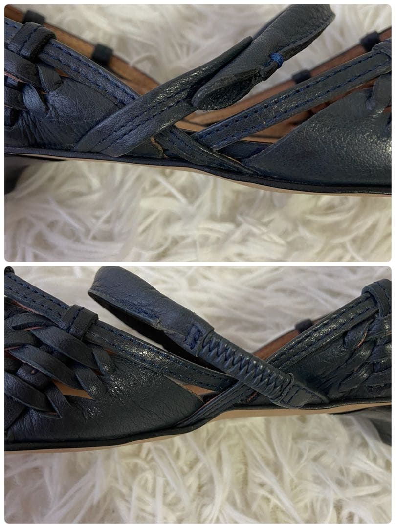 極美品✨SAYA パンプス ストラップ メッシュ ネイビー 24.5 日本製