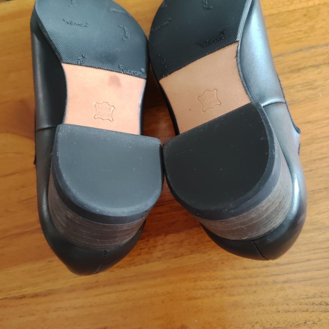 【最終値下げ】スペースクラフト　ブラックレザー Tストラップ 中ヒール