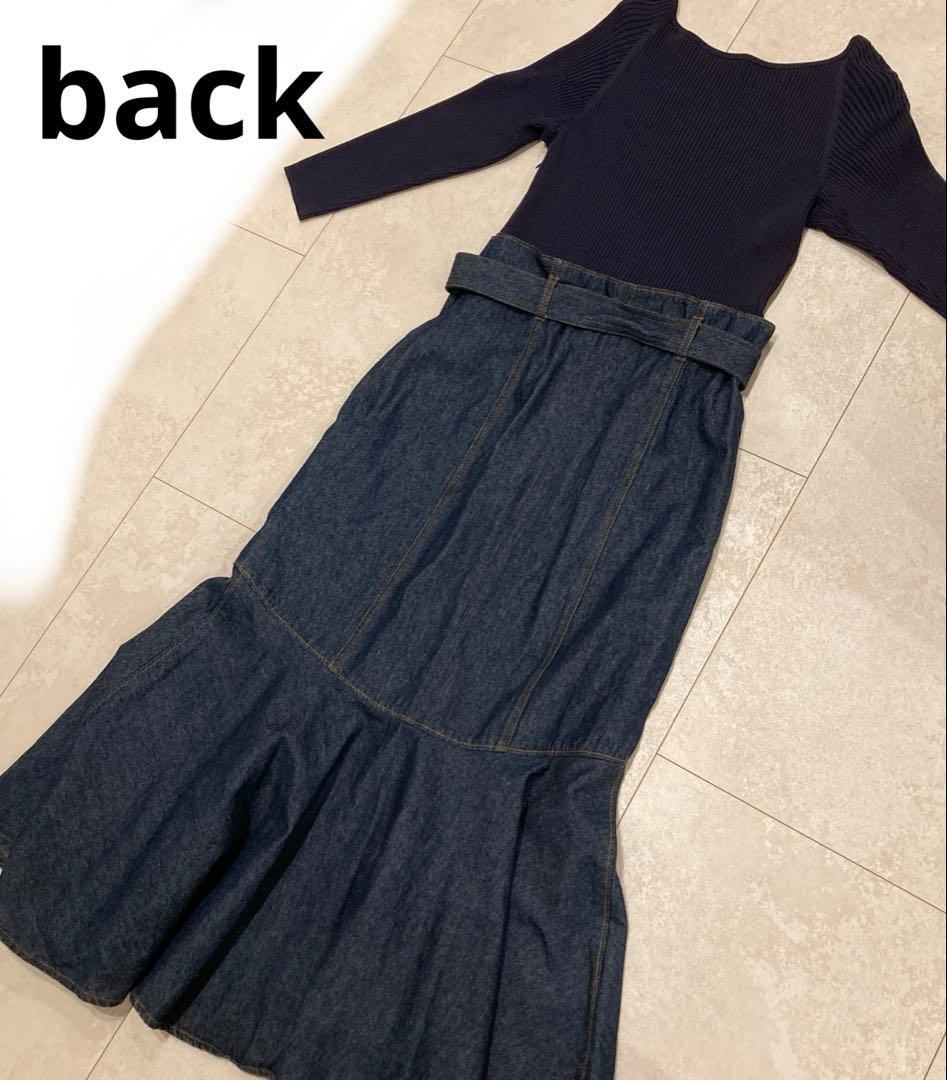 もんきち　グレースデニム切替ニットワンピース　ダイアグラム　グレースクラス