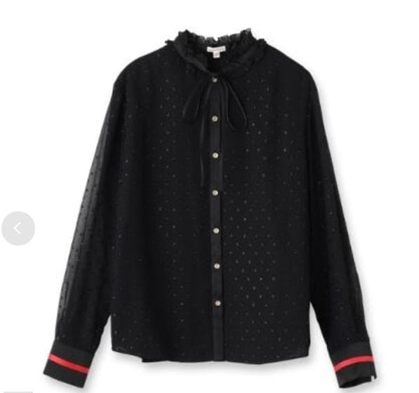 【otonaMUSE11月号掲載洗える】フィルムドットフリルネックブラウス