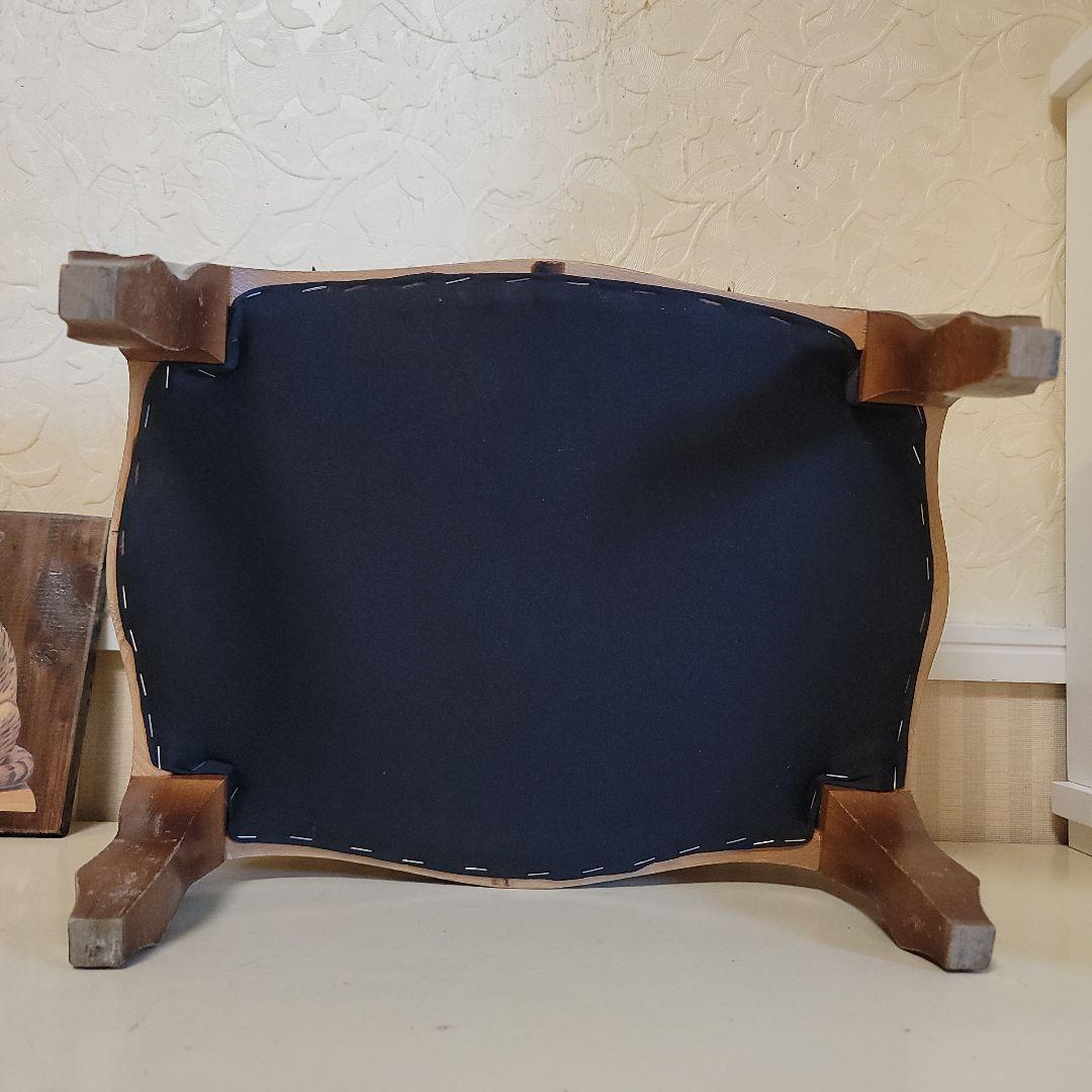 ヴィンテージオットマン　スツール　ゴブラン織り　ティーポット-カップ柄　低タイプ