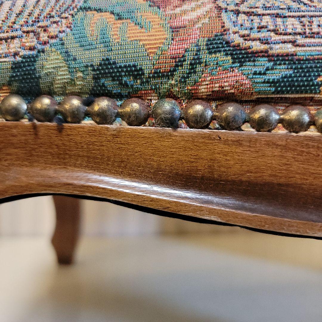 ヴィンテージオットマン　スツール　ゴブラン織り　ティーポット-カップ柄　低タイプ