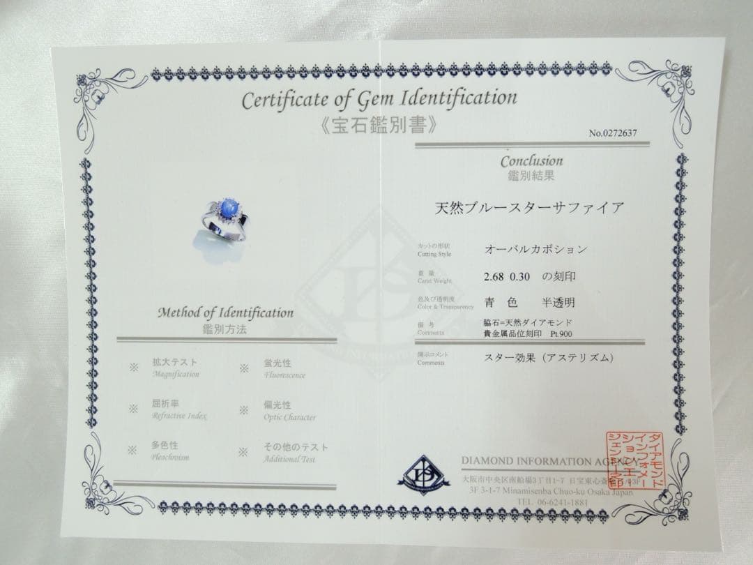 ☆ たまこ ☆PT天然ブルースターサファイアリング