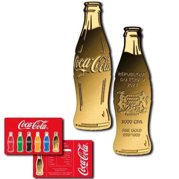 えっ？純金！？ 金貨！？限定品！公式ライセンス コカコーラボトル型金貨！