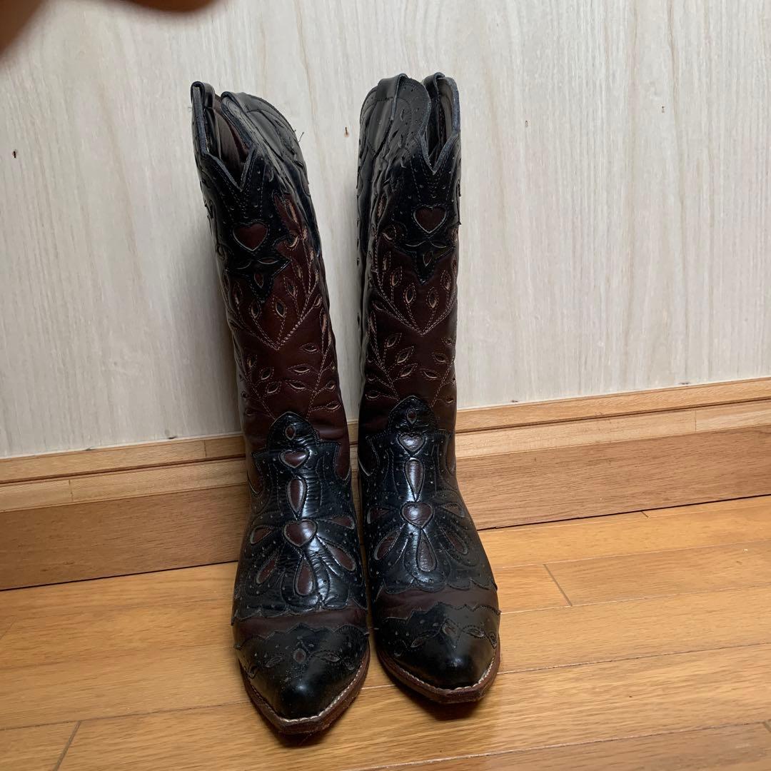 みあうさま　アンティーク　ウエスタンブーツ ブラウン ブラック レザー