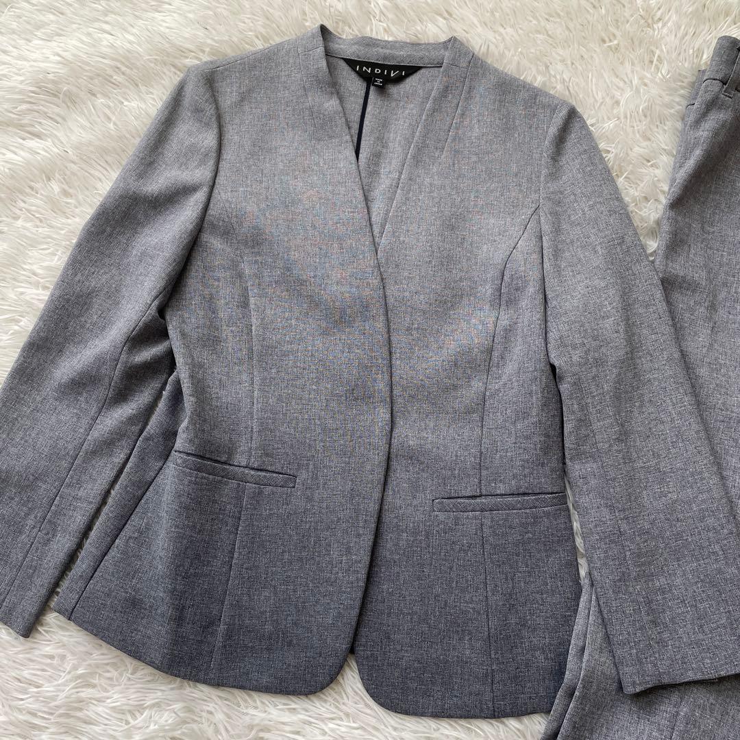 SALE 洗える　INDIVI スーツセットアップ　36 ノーカラー　パンツ