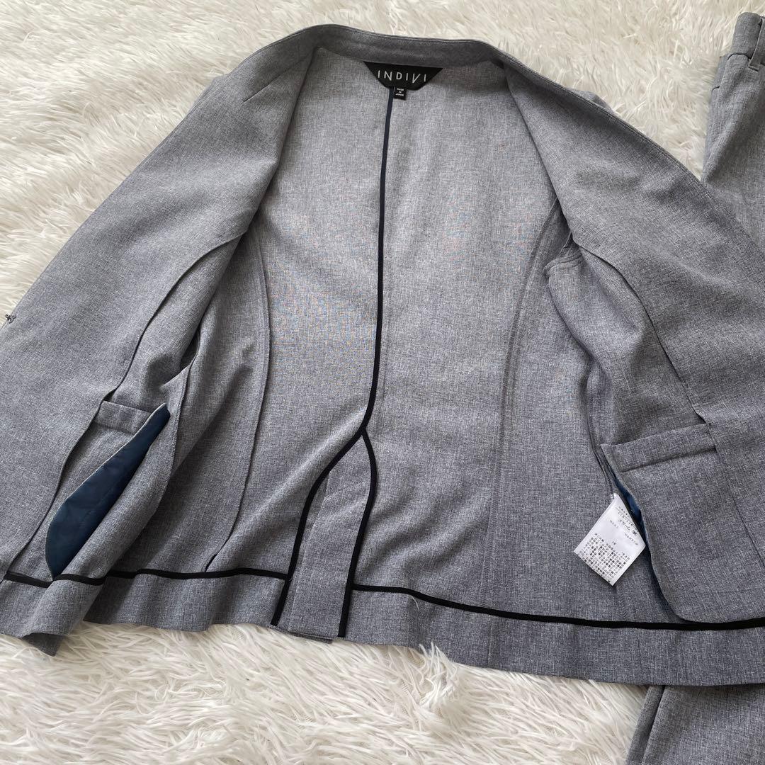 SALE 洗える　INDIVI スーツセットアップ　36 ノーカラー　パンツ