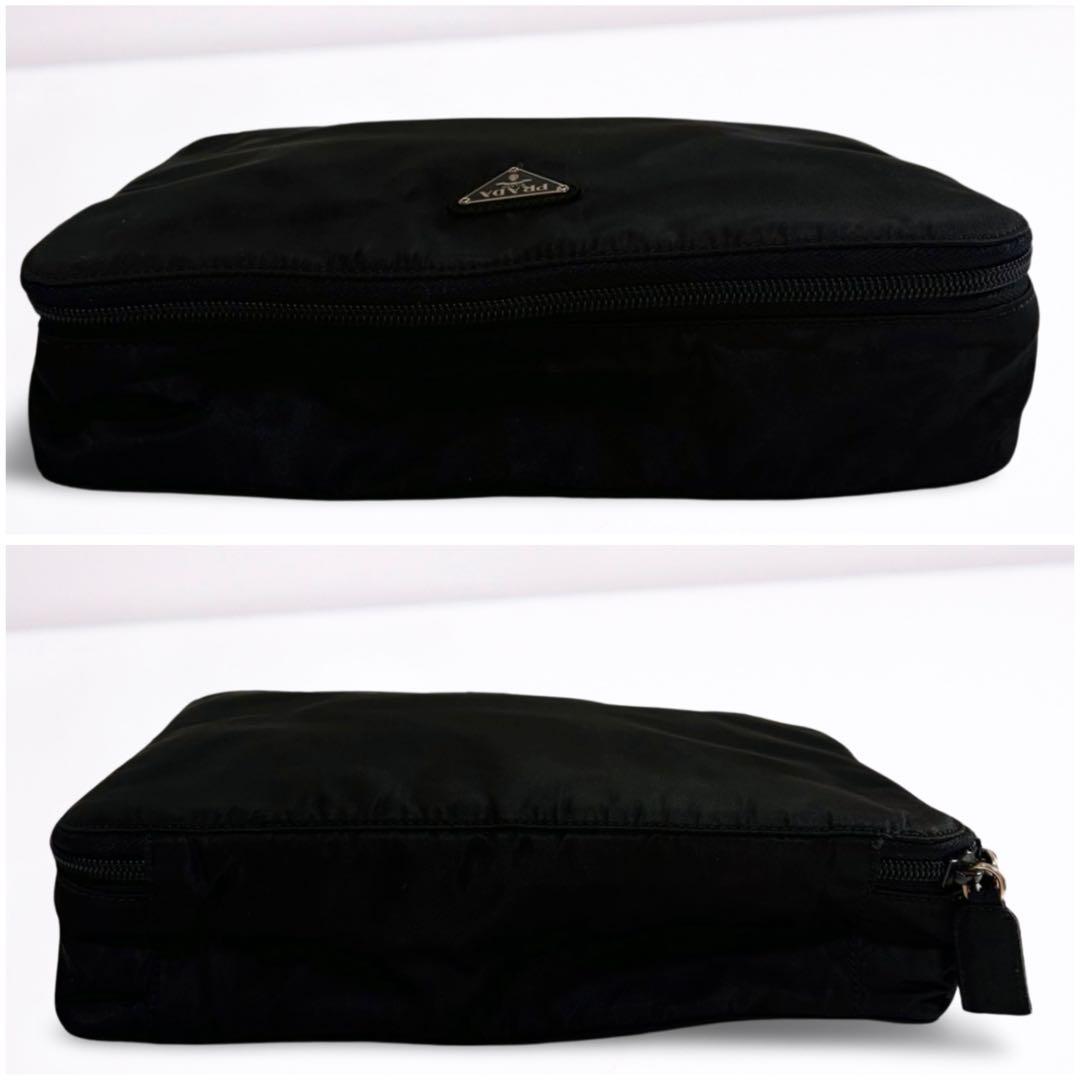 【正規品】プラダ PRADA ナイロン ジップポーチ 黒 三角ロゴ 男女兼用