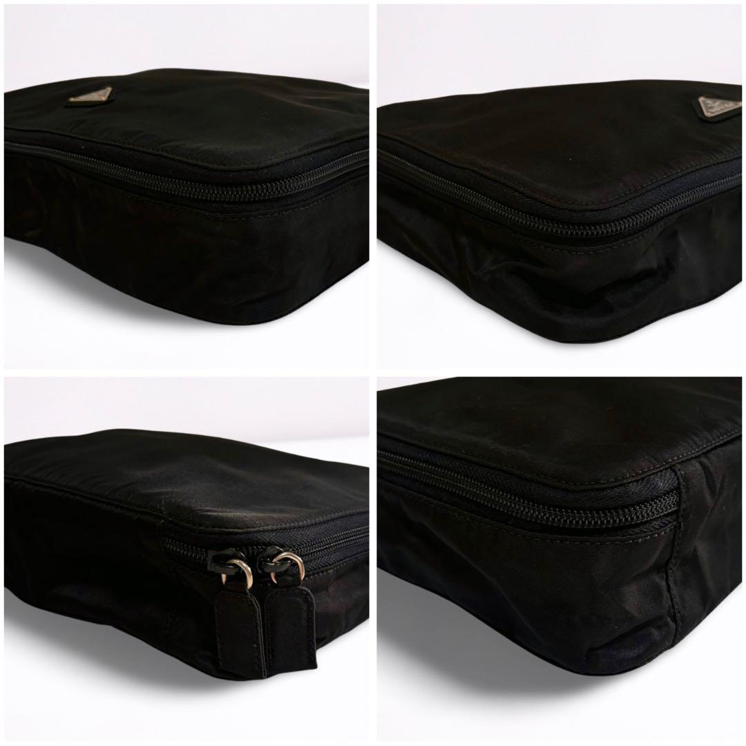 【正規品】プラダ PRADA ナイロン ジップポーチ 黒 三角ロゴ 男女兼用