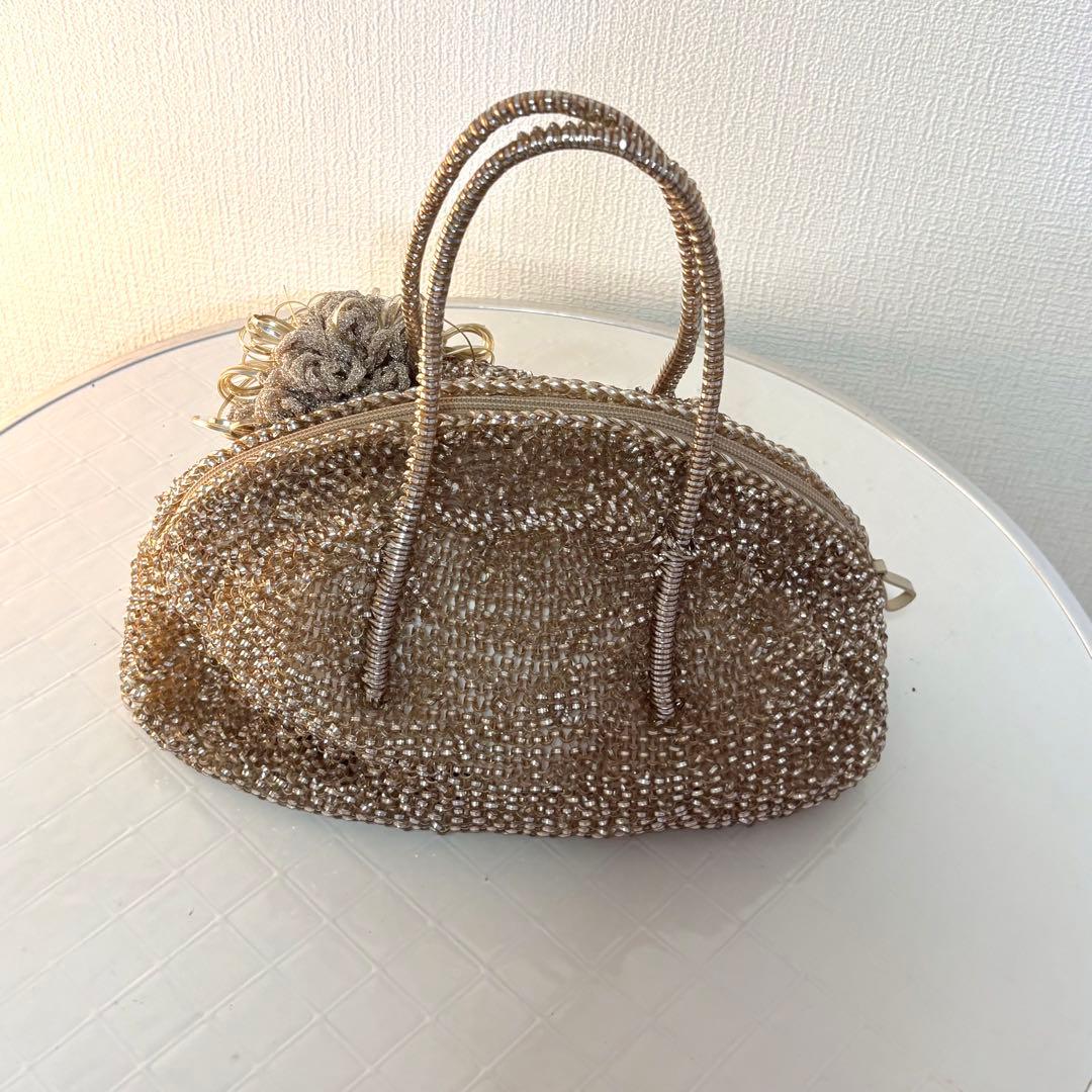 ANTEPRIMA アンティプリマ　ハンドバッグ　ゴールド　コサージュ　花