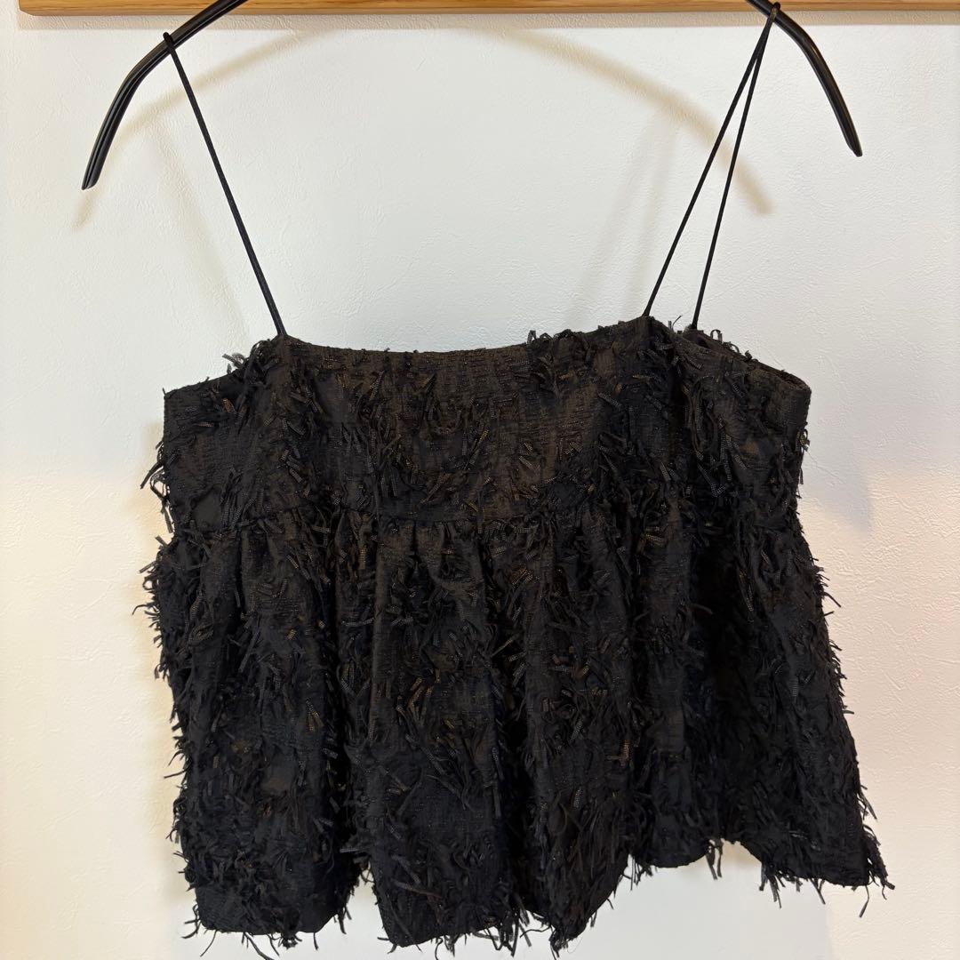 MECRE ジャガードキャミソール　ブラック