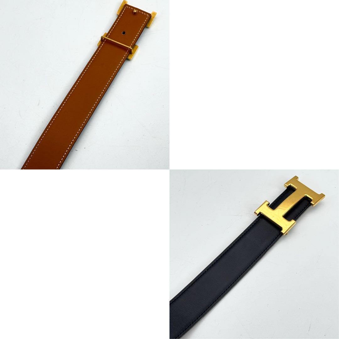 エルメス　Hロゴ　コンスタンス　ベルト　ゴールド　ブラック　ブラウン　レザー