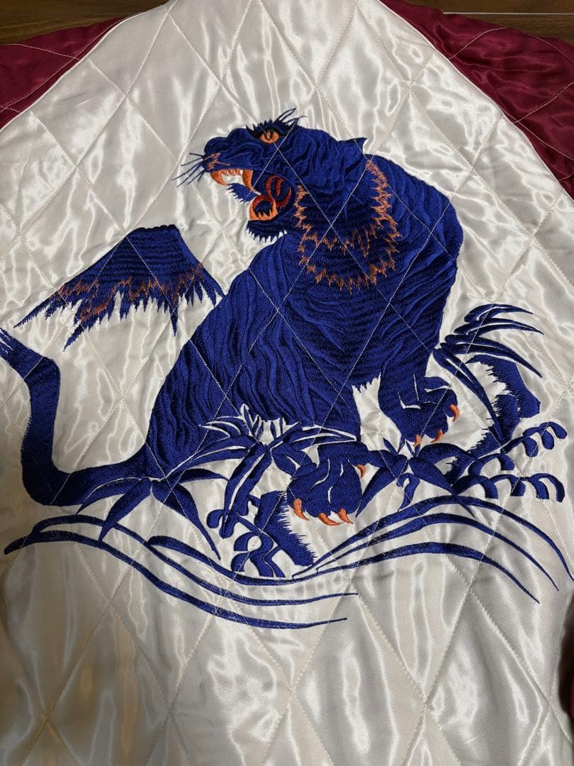 テーラー東洋 別珍 サテン スカジャン 青虎 TT12064 鷲 龍　富士山　L