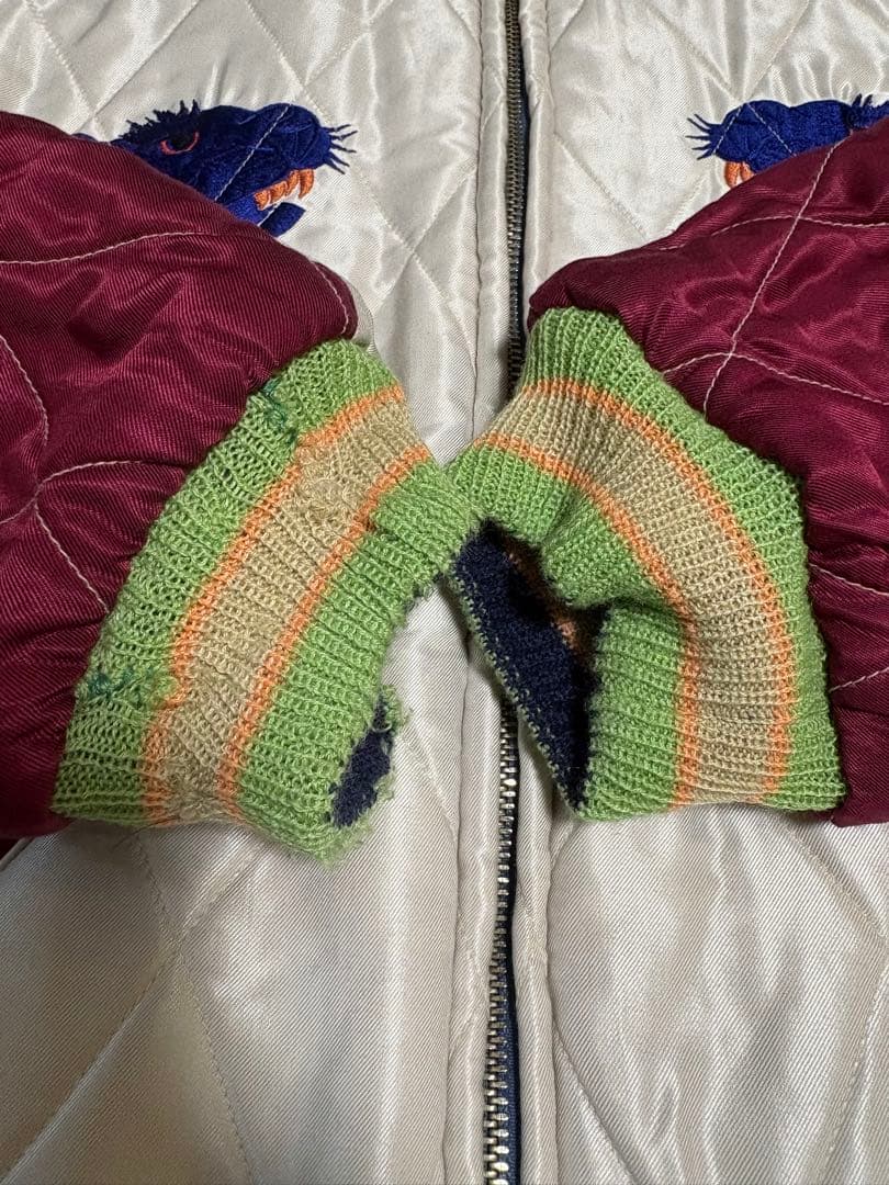 テーラー東洋 別珍 サテン スカジャン 青虎 TT12064 鷲 龍　富士山　L