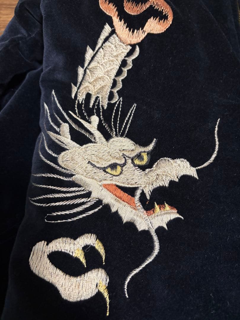 テーラー東洋 別珍 サテン スカジャン 青虎 TT12064 鷲 龍　富士山　L