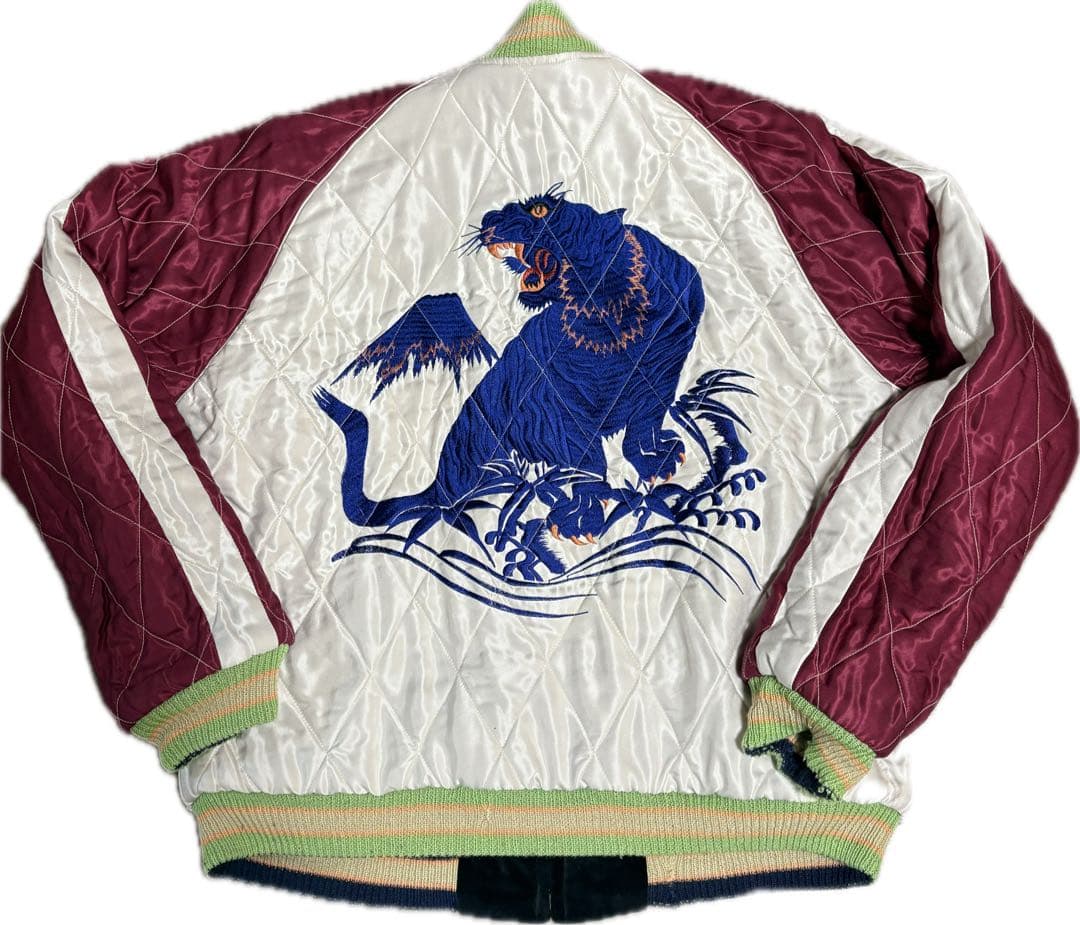 テーラー東洋 別珍 サテン スカジャン 青虎 TT12064 鷲 龍　富士山　L