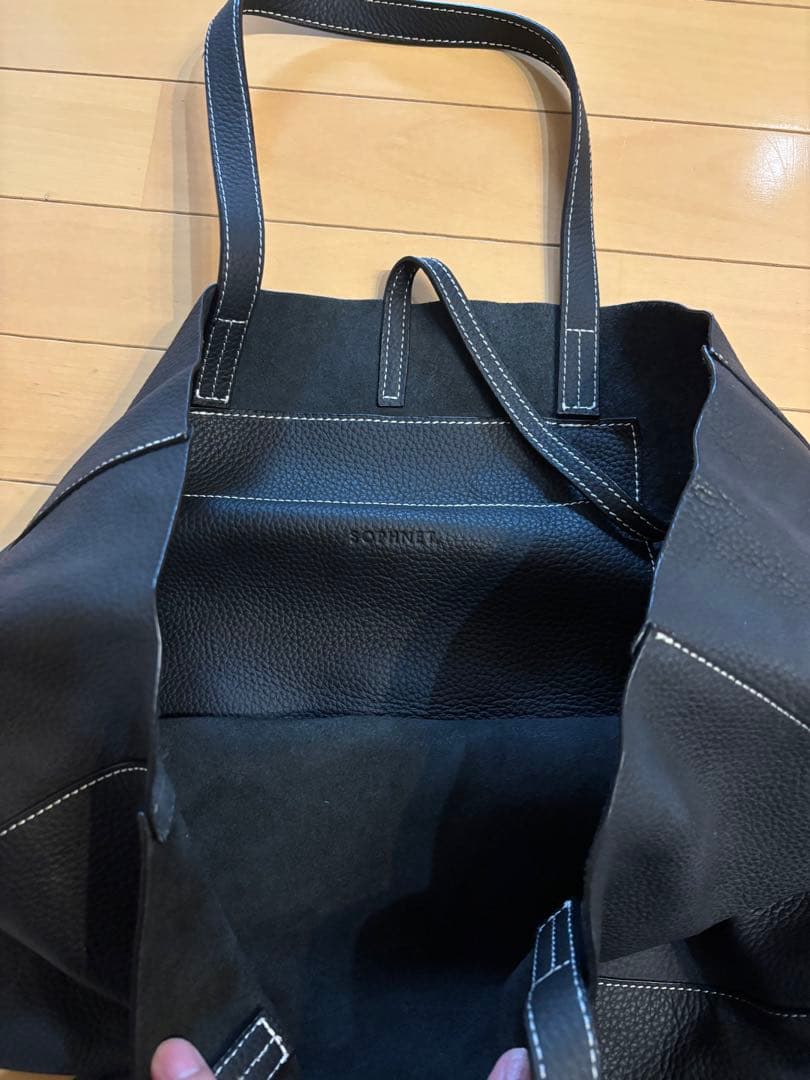 SOPHNET. ブラックレザートートバッグ