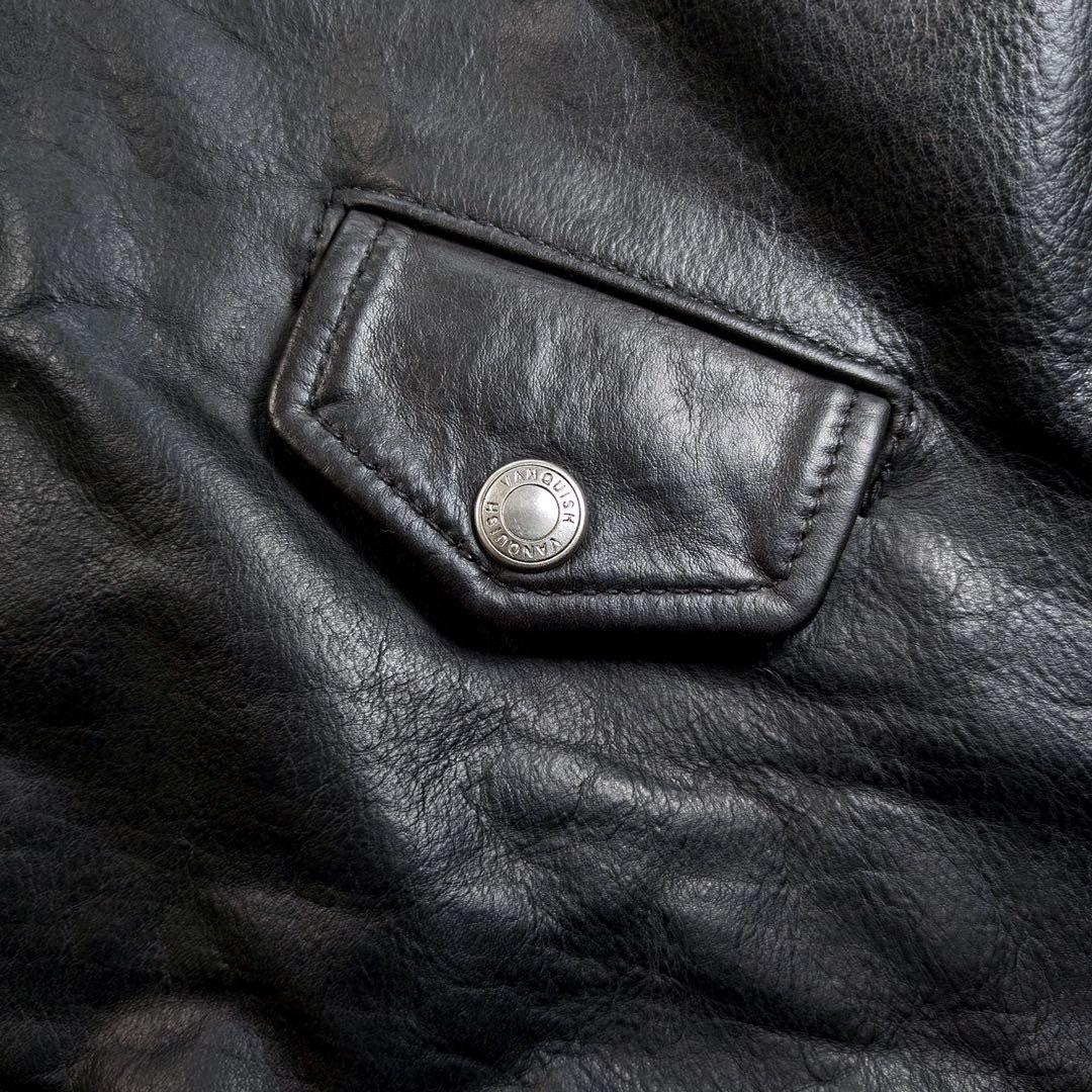 VANQUISH ヴァンキッシュ レザー 本革 ライダースジャケット L 黒 赤