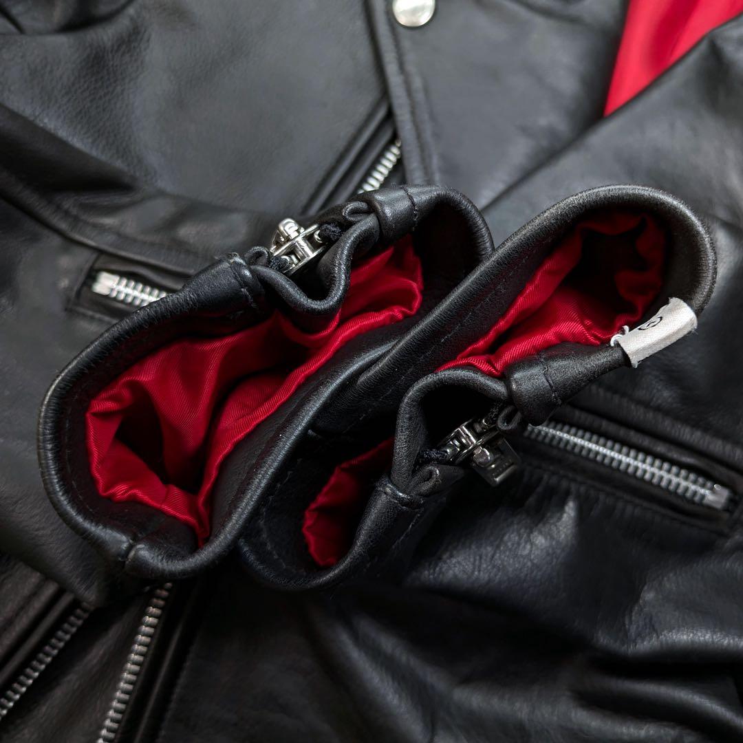 VANQUISH ヴァンキッシュ レザー 本革 ライダースジャケット L 黒 赤