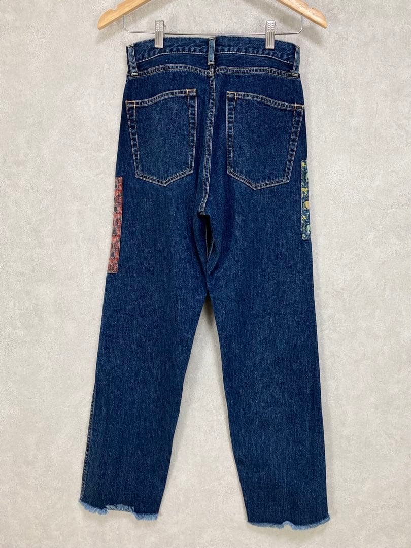 Y's ワイズ カットオフ パッチワーク デニム ジーンズ インディゴ1