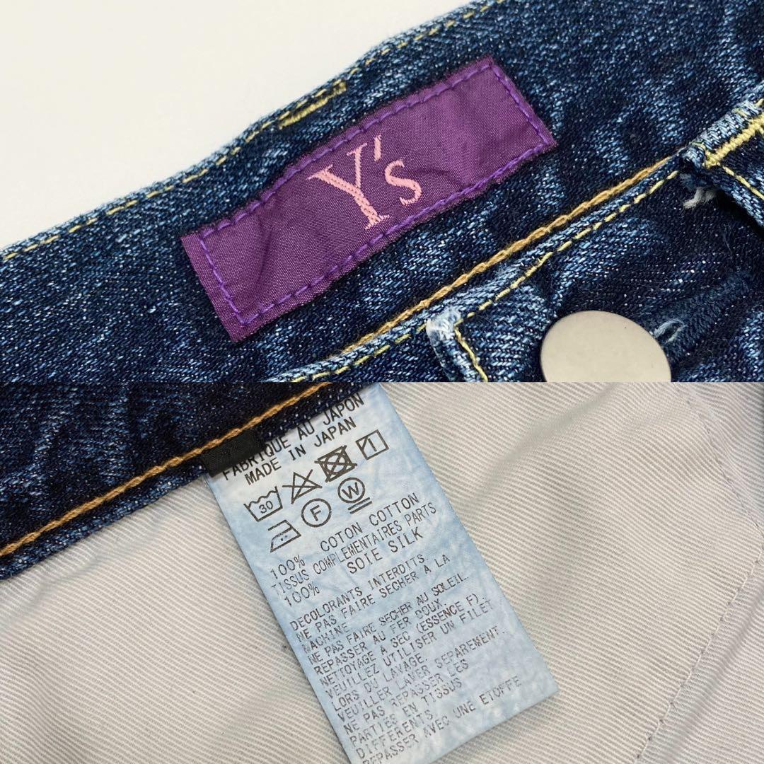 Y's ワイズ カットオフ パッチワーク デニム ジーンズ インディゴ1