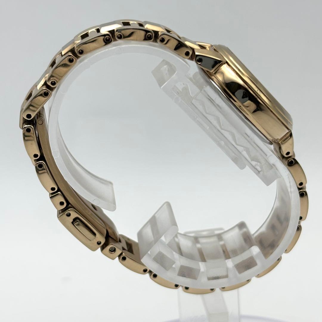 【美品】セイコー ルキア レディース 腕時計 1Pダイヤ ソーラー ゴールド系