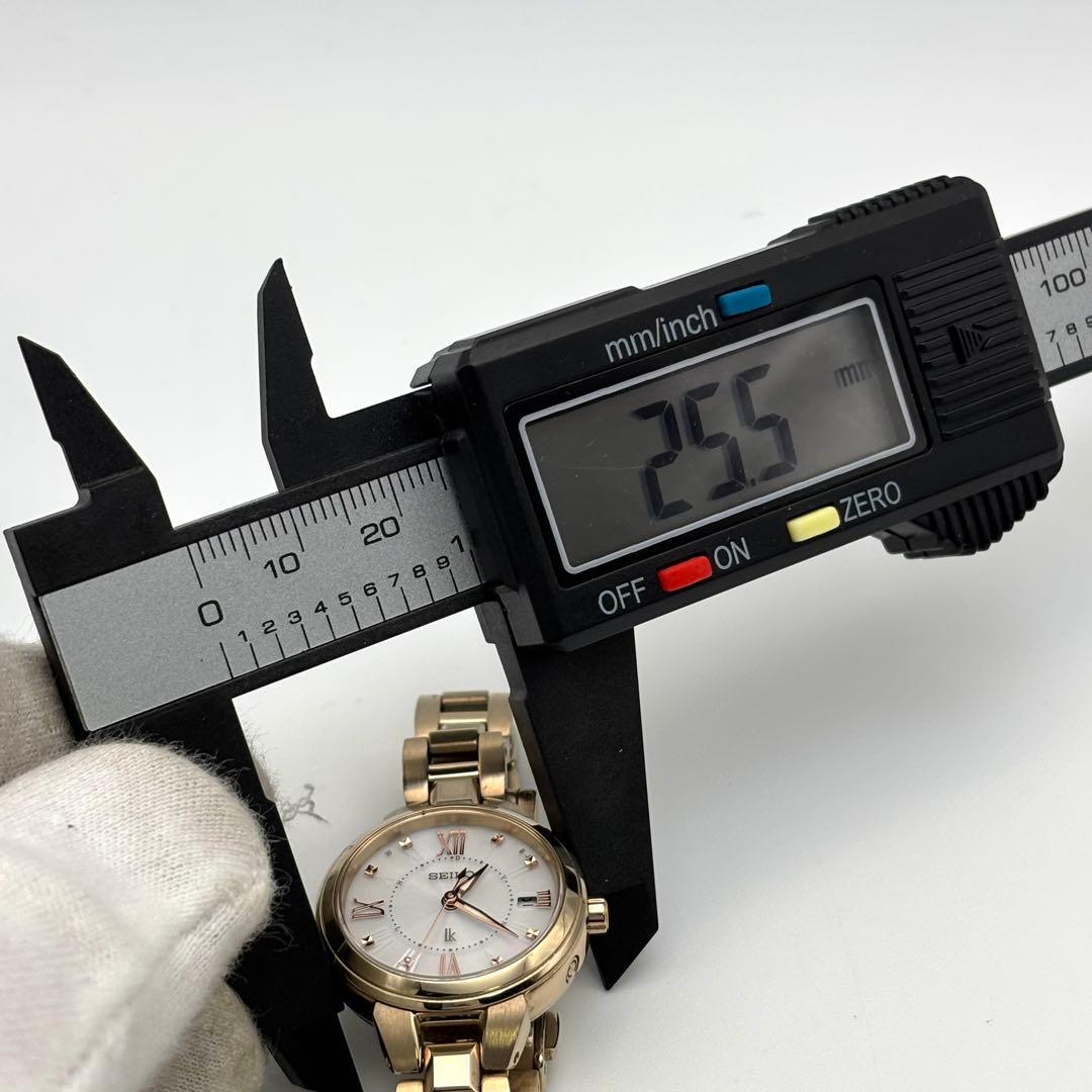 【美品】セイコー ルキア レディース 腕時計 1Pダイヤ ソーラー ゴールド系