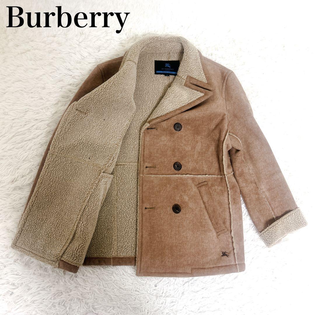 【極美品】バーバリー ブルーレーベル ムートン風コート ホースロゴ　ダブル