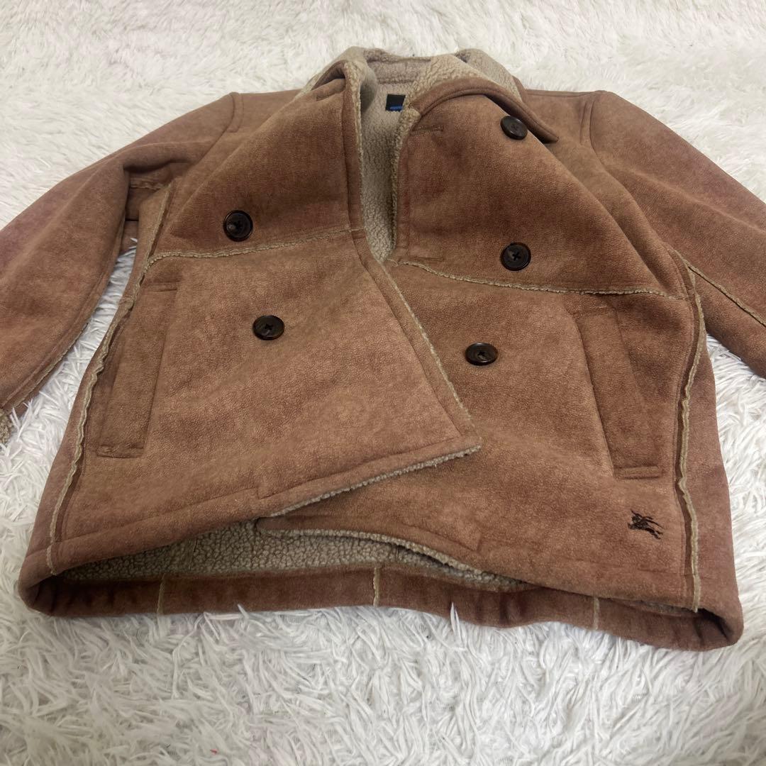 【極美品】バーバリー ブルーレーベル ムートン風コート ホースロゴ　ダブル