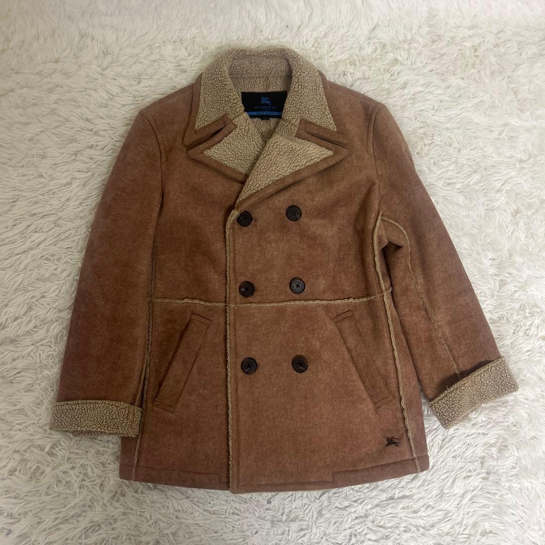 【極美品】バーバリー ブルーレーベル ムートン風コート ホースロゴ　ダブル
