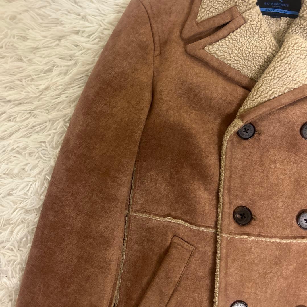 【極美品】バーバリー ブルーレーベル ムートン風コート ホースロゴ　ダブル