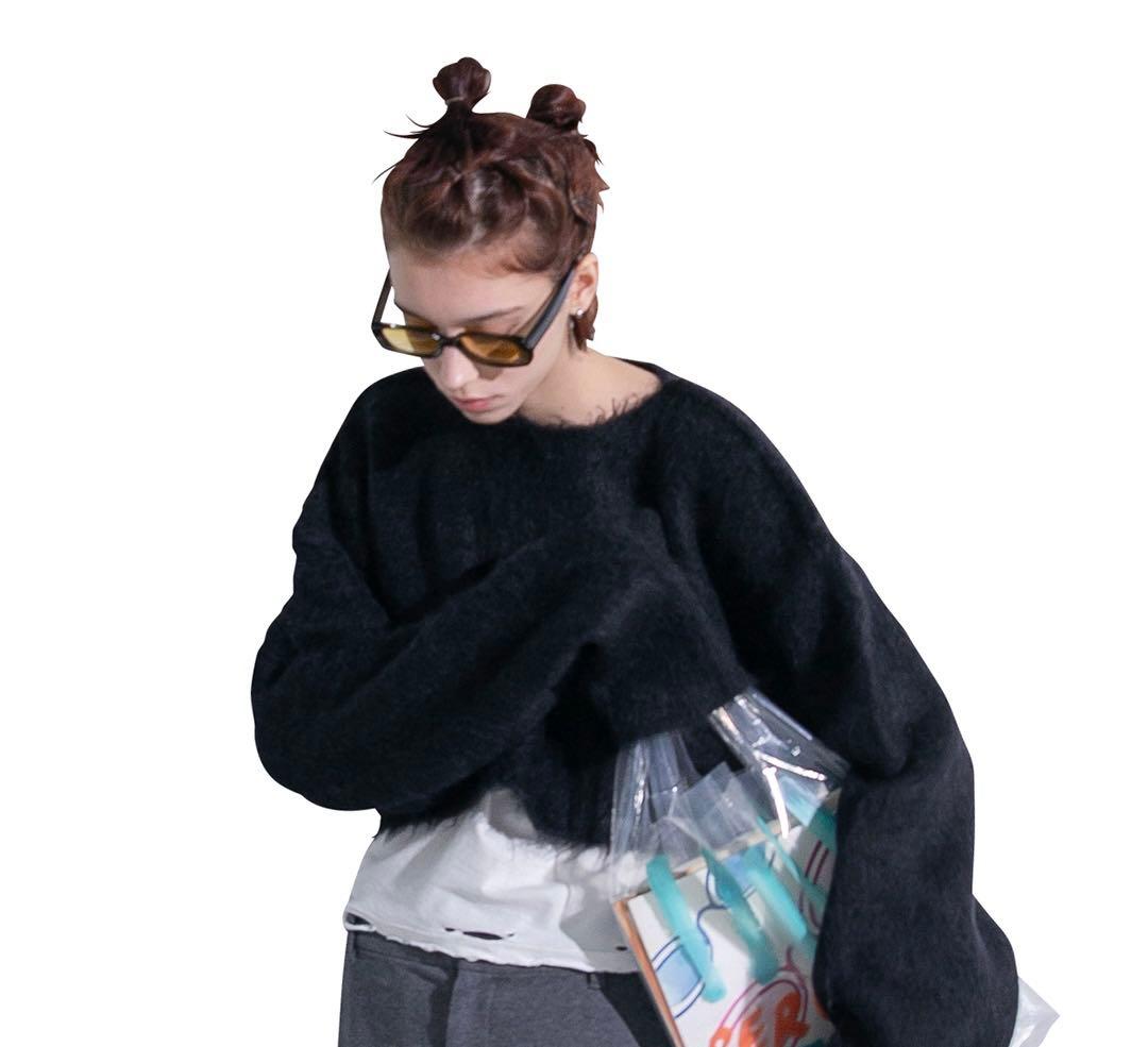 PERVERZE Wide Knit Top and Scarf BLACK新品