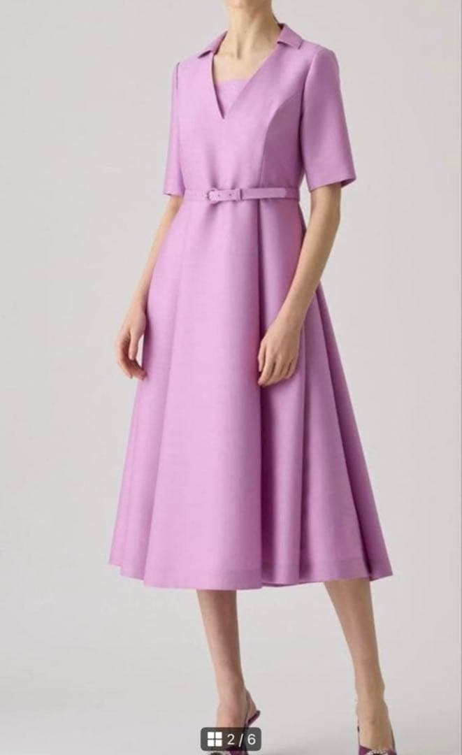 新品　ANAYI 23AW シルクウール　ワンピース　ラベンダー　34