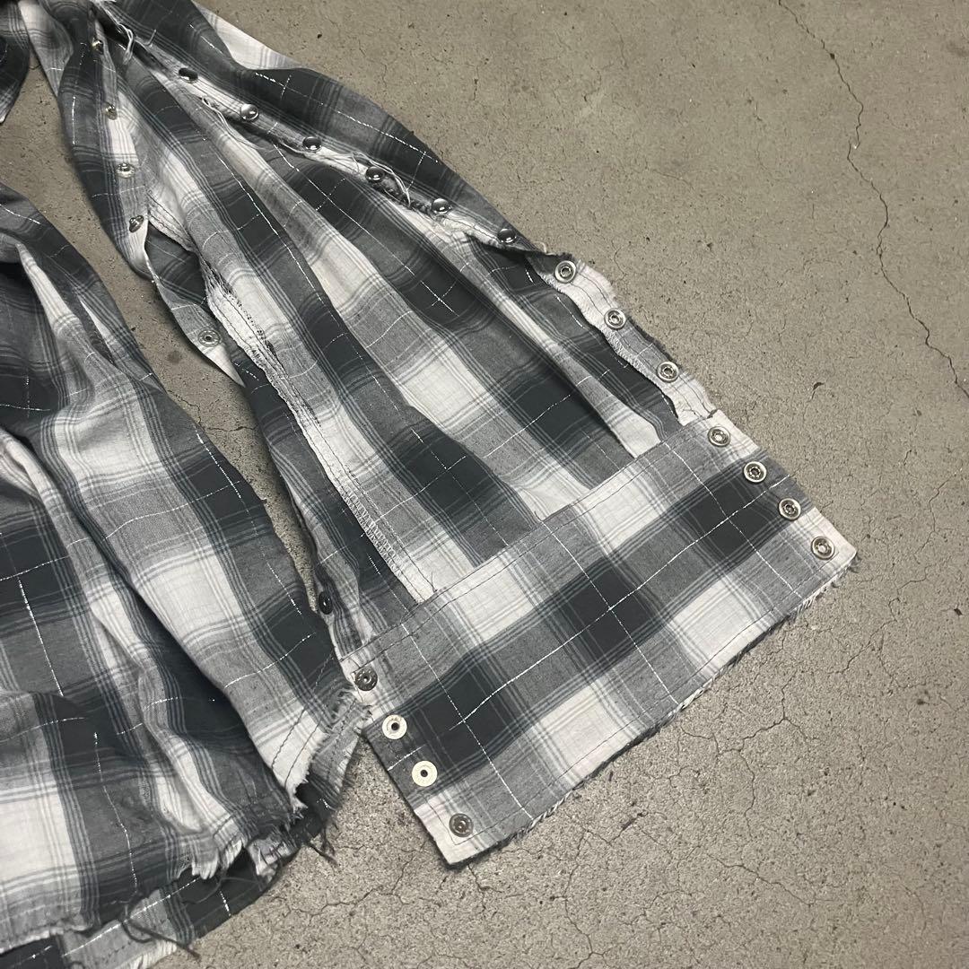 トップス LGB Distressed Long Plaid Zip shirt