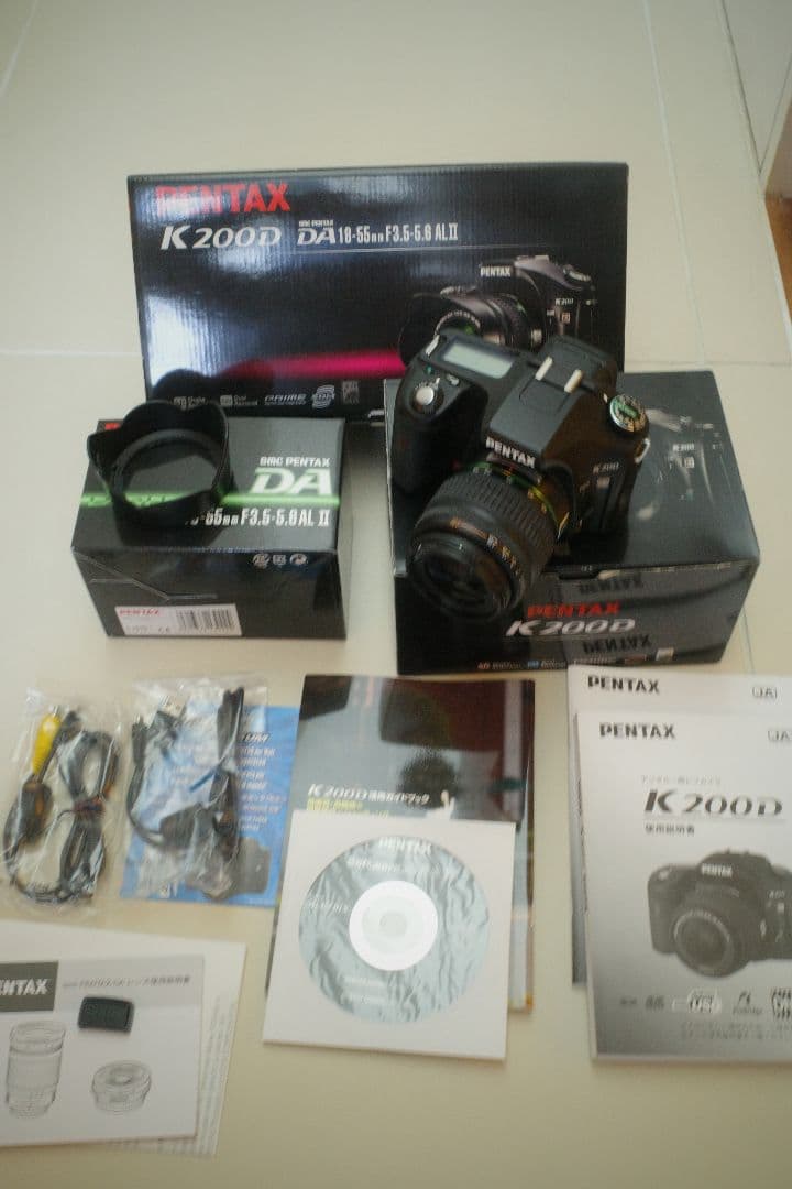 【元箱付美品】PENTAX K200D DA18-55ダブルズームキット 電池付