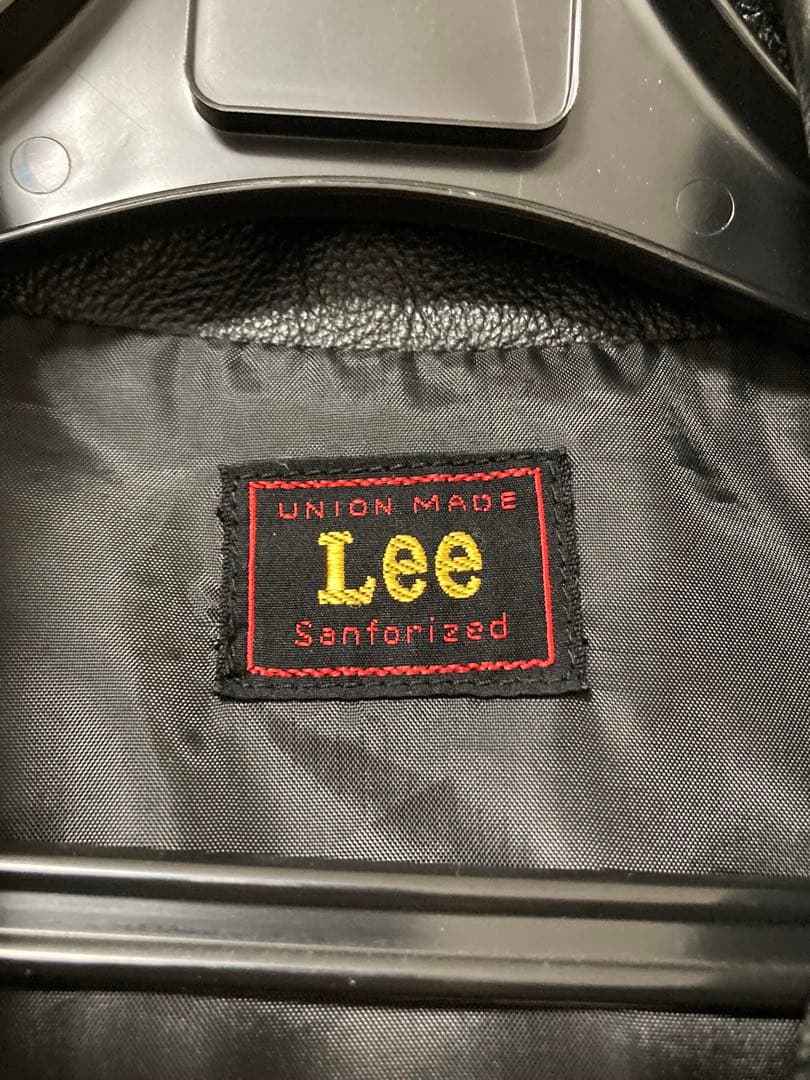 Lee ブラック レザー トラッカージャケット