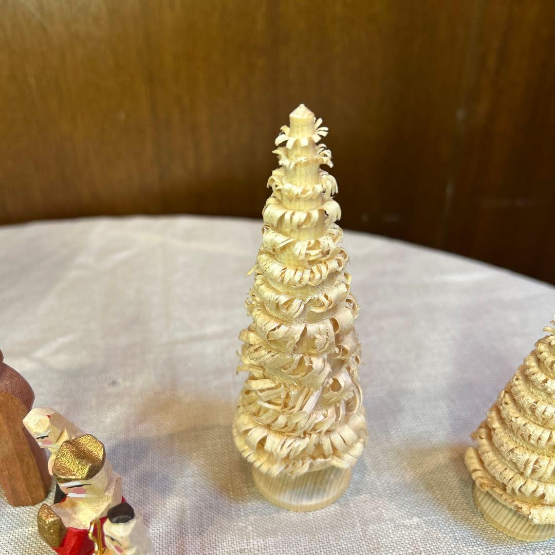 貴重ヴィンテージ未使用クリッペ木製ミニクリスマスキリスト降誕セット16個モミの木