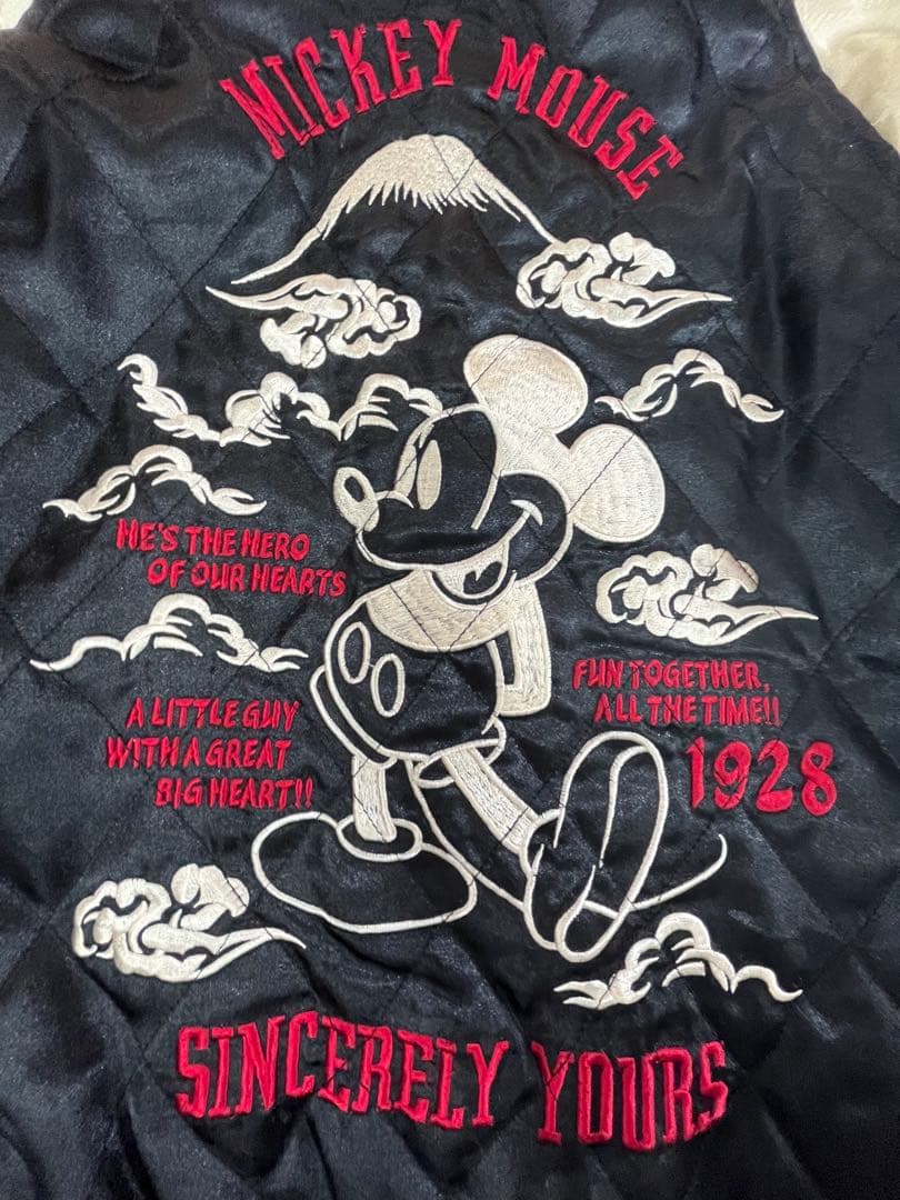 レア　Disney ディズニー ミッキーマウス リバーシブル スカジャン　刺繍