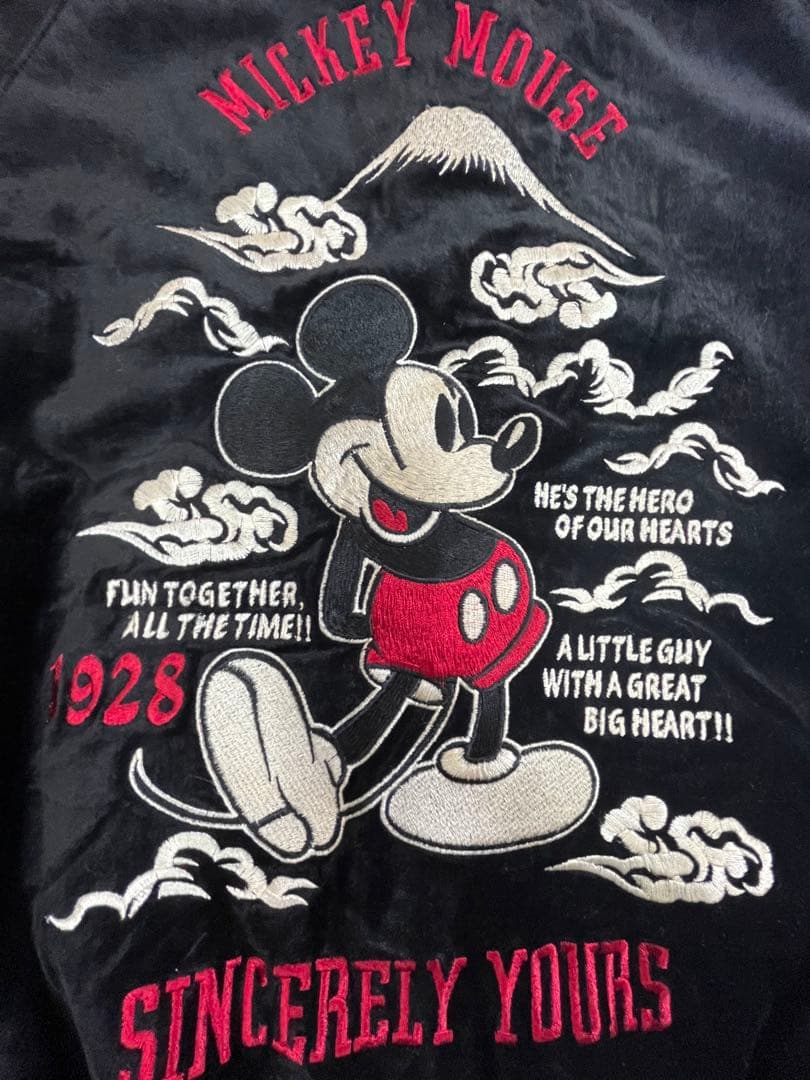 レア　Disney ディズニー ミッキーマウス リバーシブル スカジャン　刺繍